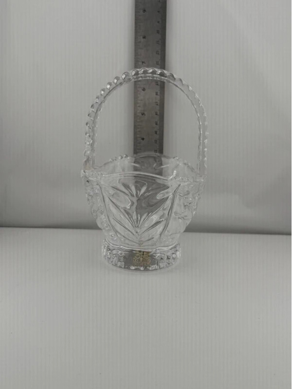 Vintage Studio Crystal Glass Floral Basket Bright Blue UV Reactive 365nm